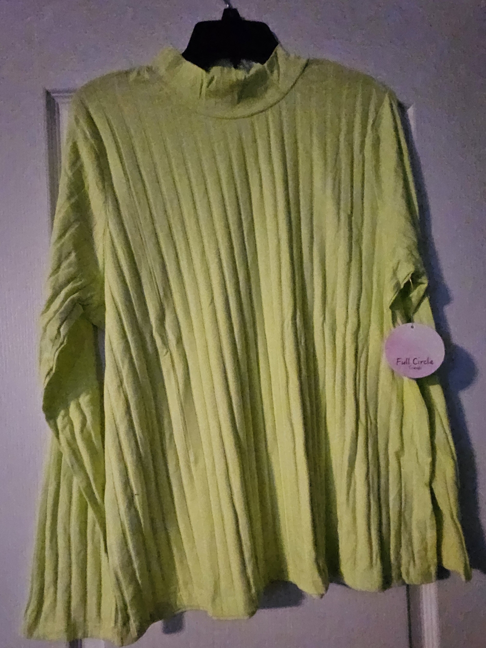 Pleated High-Neck Top in Bright Lime